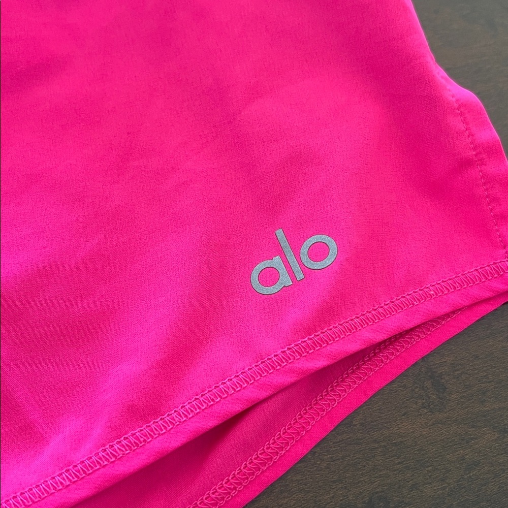 ALO Yoga Women's Bright Pink Athletic Shorts - Picture 2 of 7